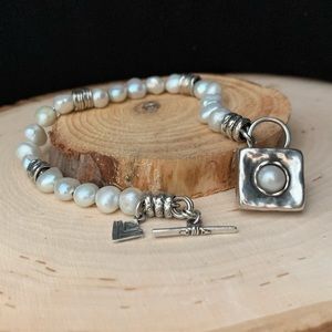 Silpada Sterling Silver and Pearl Retiree Bracelet